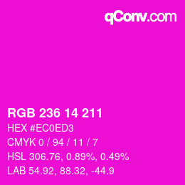 Color code: RGB 236 14 211 | qconv.com