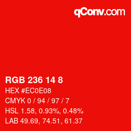 Color code: RGB 236 14 8 | qconv.com