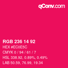 颜色代码: RGB 236 14 92 | qconv.com