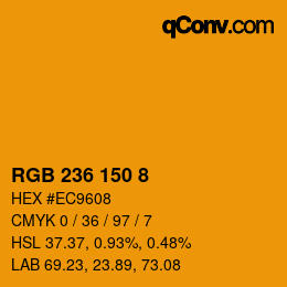 カラーコード: RGB 236 150 8 | qconv.com