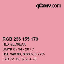 Color code: RGB 236 155 170 | qconv.com