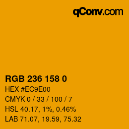 カラーコード: RGB 236 158 0 | qconv.com