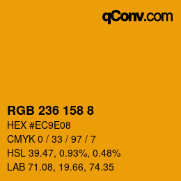 カラーコード: RGB 236 158 8 | qconv.com