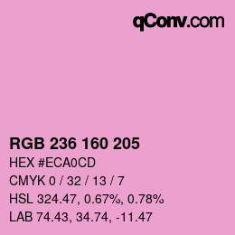 Color code: RGB 236 160 205 | qconv.com