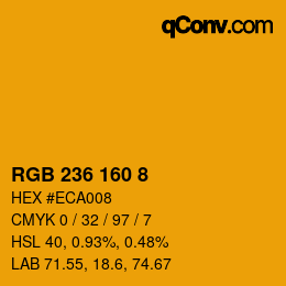カラーコード: RGB 236 160 8 | qconv.com