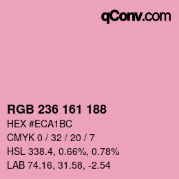 カラーコード: RGB 236 161 188 | qconv.com
