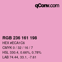 カラーコード: RGB 236 161 198 | qconv.com