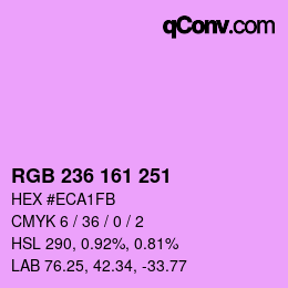 Color code: RGB 236 161 251 | qconv.com