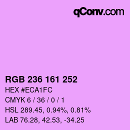 Color code: RGB 236 161 252 | qconv.com