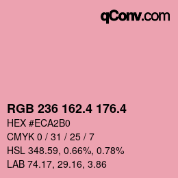 カラーコード: RGB 236 162.4 176.4 | qconv.com