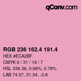 カラーコード: RGB 236 162.4 191.4 | qconv.com