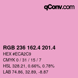 カラーコード: RGB 236 162.4 201.4 | qconv.com