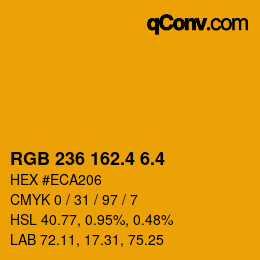 カラーコード: RGB 236 162.4 6.4 | qconv.com