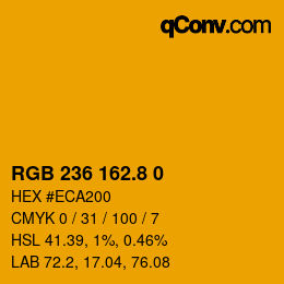 カラーコード: RGB 236 162.8 0 | qconv.com