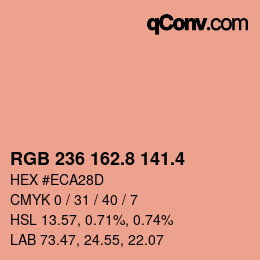 カラーコード: RGB 236 162.8 141.4 | qconv.com