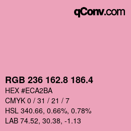 カラーコード: RGB 236 162.8 186.4 | qconv.com
