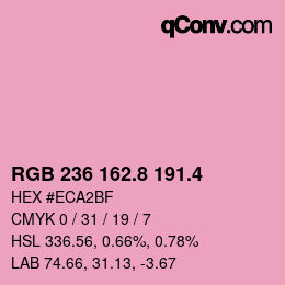 カラーコード: RGB 236 162.8 191.4 | qconv.com