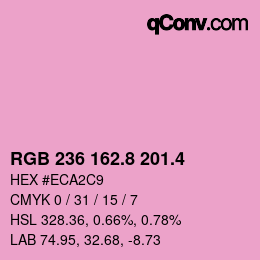 カラーコード: RGB 236 162.8 201.4 | qconv.com