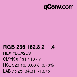 カラーコード: RGB 236 162.8 211.4 | qconv.com