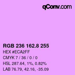 カラーコード: RGB 236 162.8 255 | qconv.com