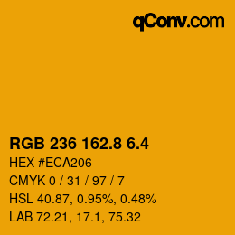 カラーコード: RGB 236 162.8 6.4 | qconv.com