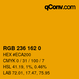 颜色代码: RGB 236 162 0 | qconv.com