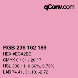 Color code: RGB 236 162 189 | qconv.com