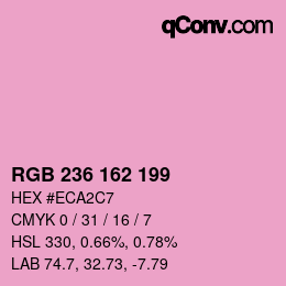 Color code: RGB 236 162 199 | qconv.com