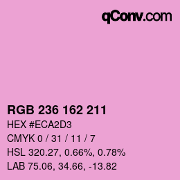 Color code: RGB 236 162 211 | qconv.com