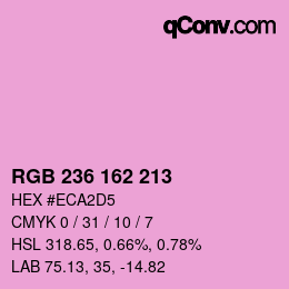 Color code: RGB 236 162 213 | qconv.com