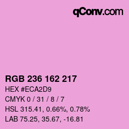 カラーコード: RGB 236 162 217 | qconv.com