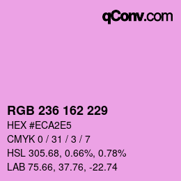 Color code: RGB 236 162 229 | qconv.com