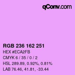 Color code: RGB 236 162 251 | qconv.com