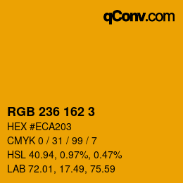 Color code: RGB 236 162 3 | qconv.com