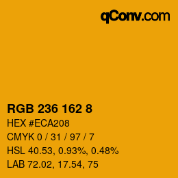 Color code: RGB 236 162 8 | qconv.com