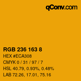 Color code: RGB 236 163 8 | qconv.com