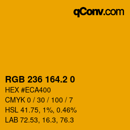 カラーコード: RGB 236 164.2 0 | qconv.com