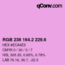 カラーコード: RGB 236 164.2 229.6 | qconv.com