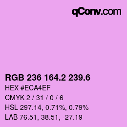 カラーコード: RGB 236 164.2 239.6 | qconv.com