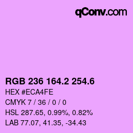 カラーコード: RGB 236 164.2 254.6 | qconv.com