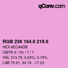 カラーコード: RGB 236 164.6 219.6 | qconv.com