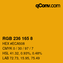 カラーコード: RGB 236 165 8 | qconv.com