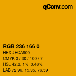 Color code: RGB 236 166 0 | qconv.com