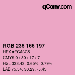 カラーコード: RGB 236 166 197 | qconv.com