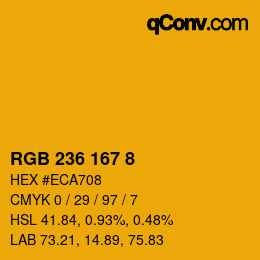 カラーコード: RGB 236 167 8 | qconv.com