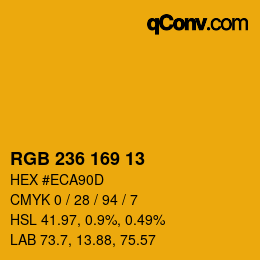 カラーコード: RGB 236 169 13 | qconv.com