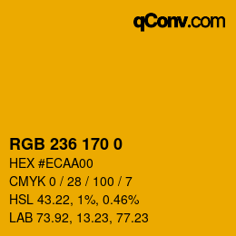 Color code: RGB 236 170 0 | qconv.com