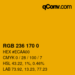 颜色代码: RGB 236 170 0 | qconv.com