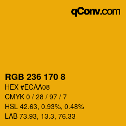 Color code: RGB 236 170 8 | qconv.com