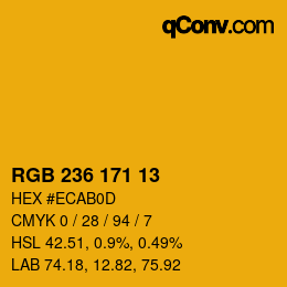 カラーコード: RGB 236 171 13 | qconv.com